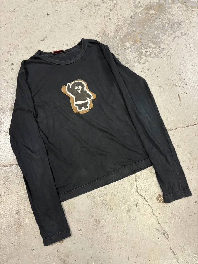 2000s Prada Linea Rossa Black Human Longsleeves - Image 4