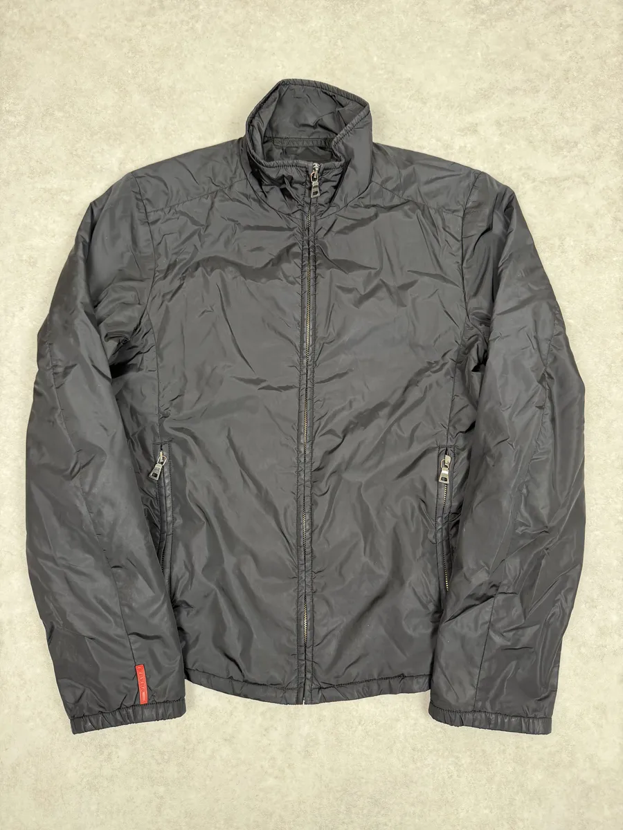 2000s Prada Linea Rossa Black Nylon Jacket - Image 2