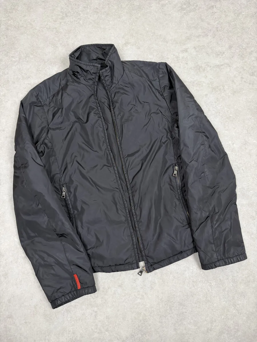 2000s Prada Linea Rossa Black Nylon Jacket - Image 3