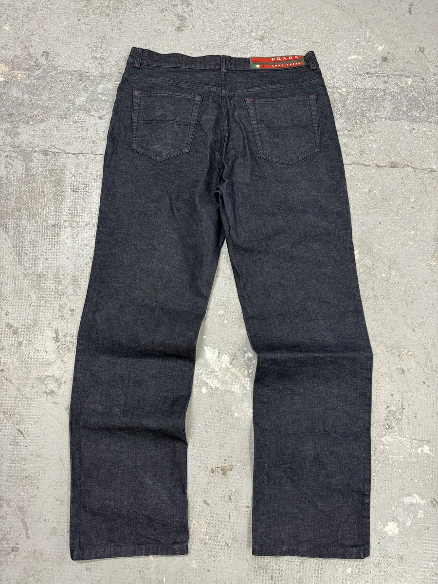 2000s Prada Linea Rossa Cozy Navy Pants - Image 2