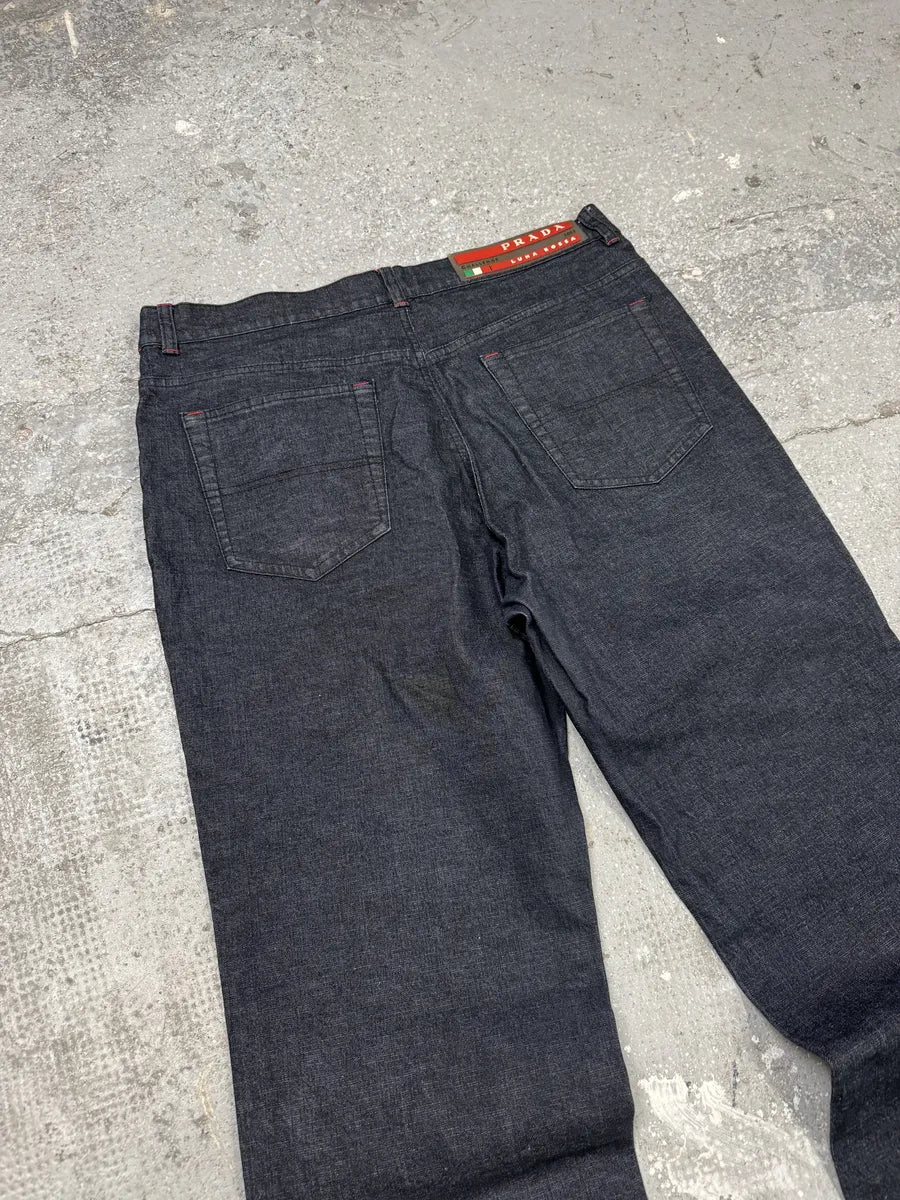 2000s Prada Linea Rossa Cozy Navy Pants - Image 3