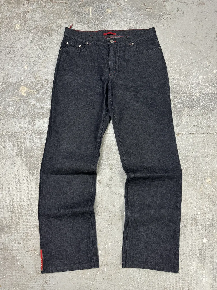 2000s Prada Linea Rossa Cozy Navy Pants - Image 4