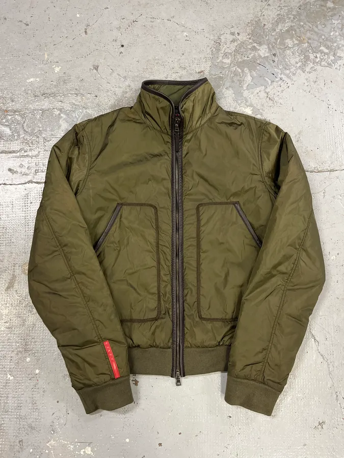 2000s Prada Linea Rossa Green Nylon Jacket