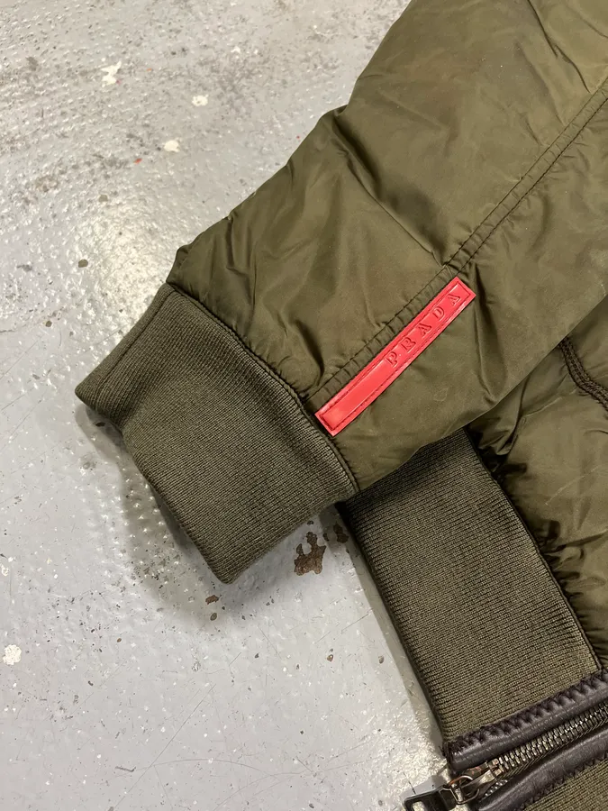 2000s Prada Linea Rossa Green Nylon Jacket - Image 7