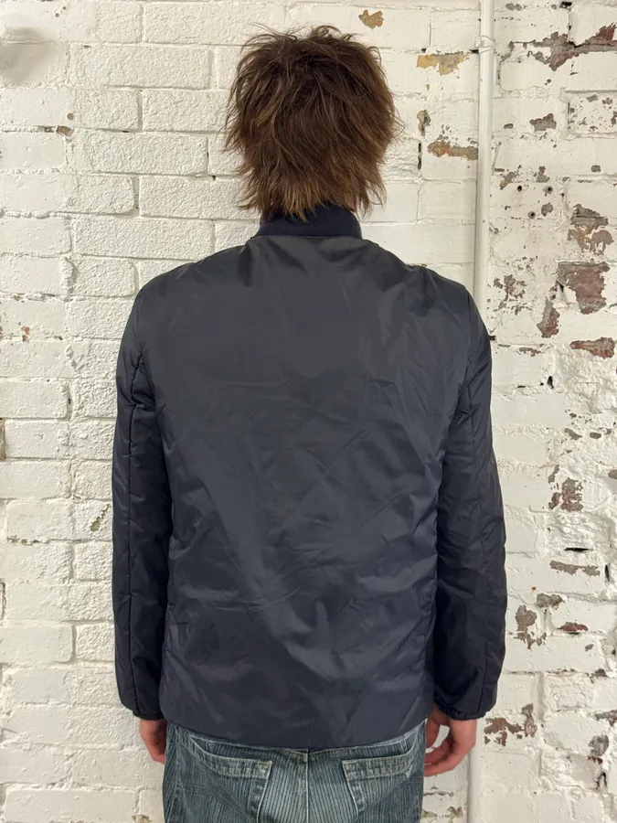 2000s Prada Linea Rossa Navy Nylon Logo Windbreaker Jacket - Image 3