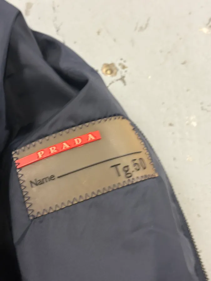 2000s Prada Linea Rossa Navy Nylon Logo Windbreaker Jacket - Image 8