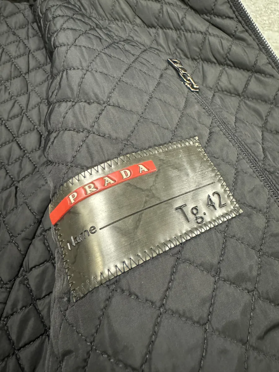 2000s Prada Linea Rossa Nylon Black Jacket with Leather Elbow Patches - Image 6