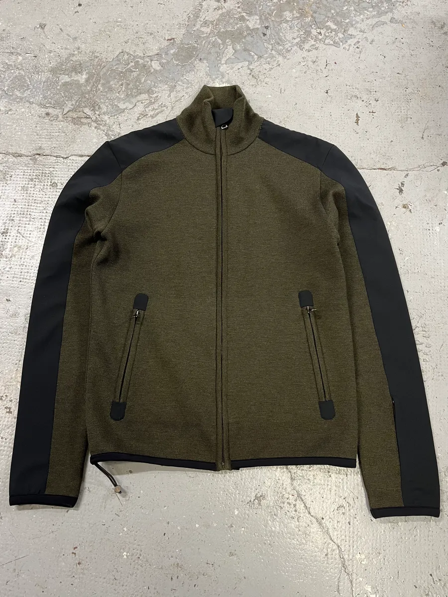 2000s Prada Linea Rossa Olive Zip-up Sweater