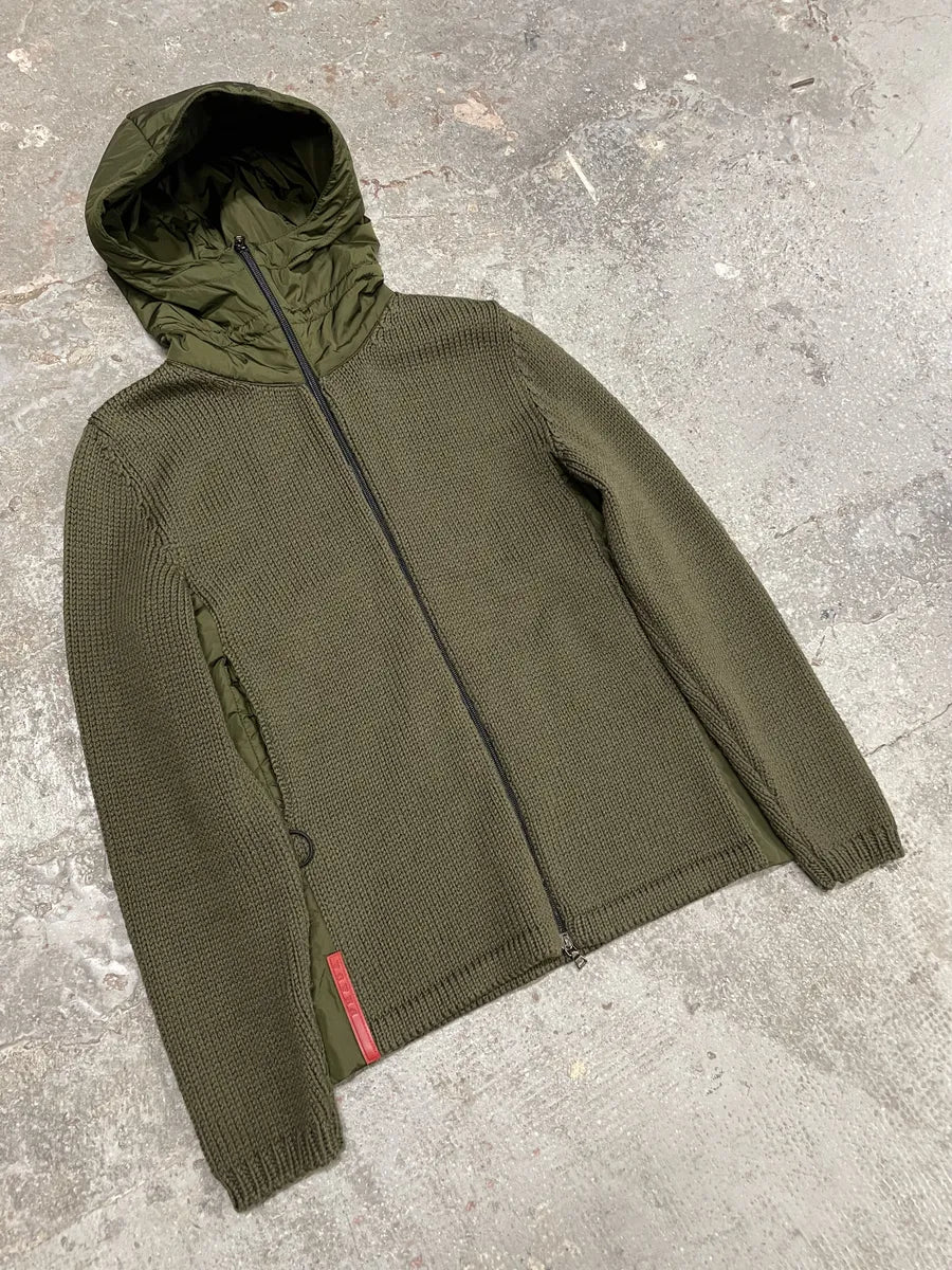 2000s Prada Linea Rossa Tactical Nylon Wool Zip-Up Sweate - Image 4