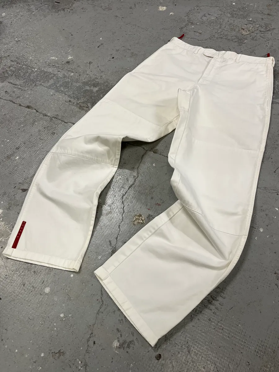 2000s Prada Linea Rossa White Sport Relaxed Large Pants - Image 2