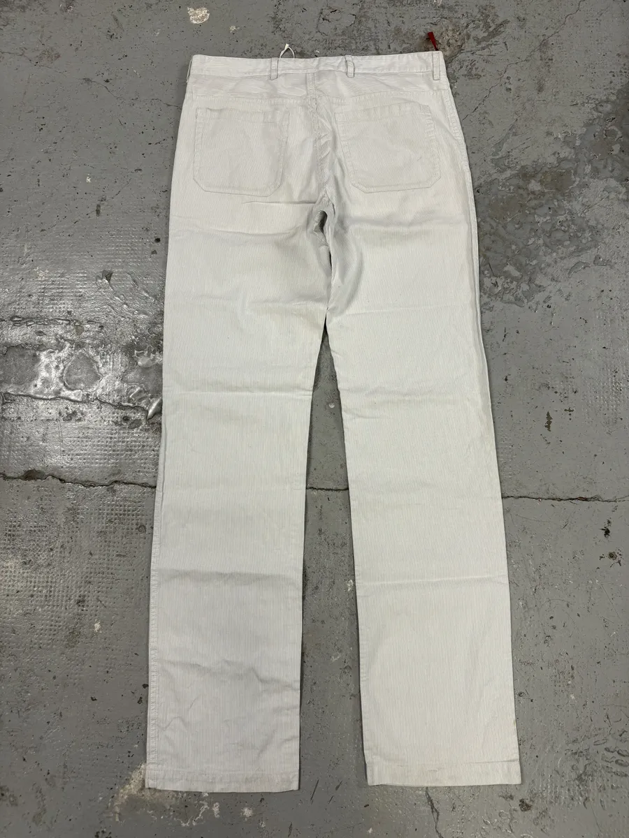 2000s Prada Linea Rossa White Striped Pants - Image 5