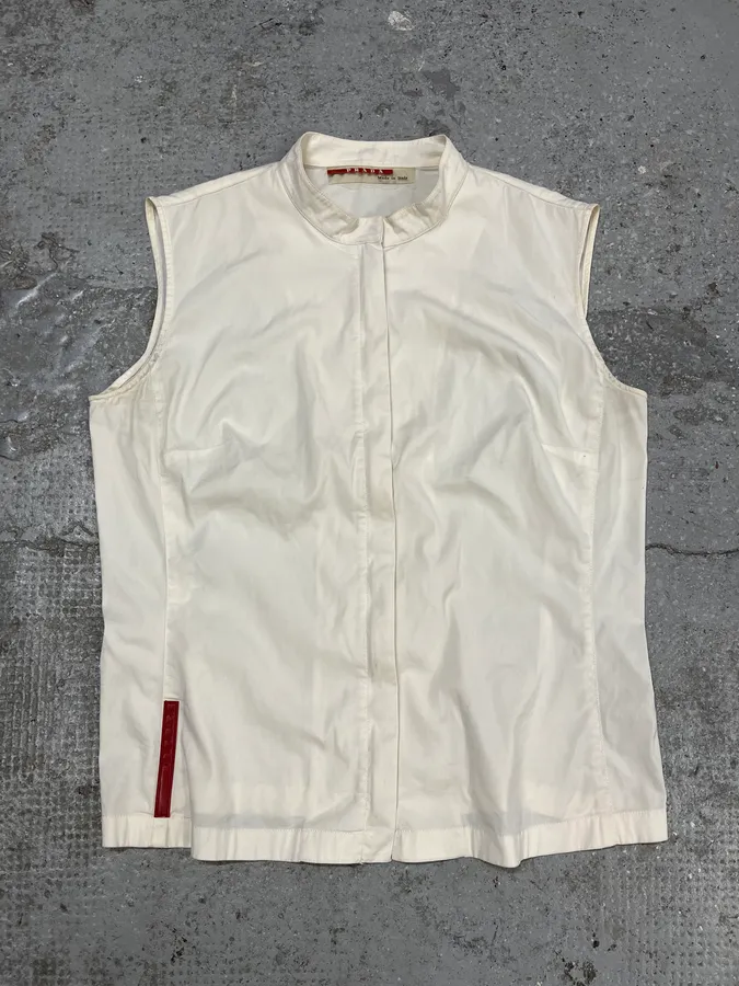 2000s Prada Linea Rossa White Tactical Vest Jacket