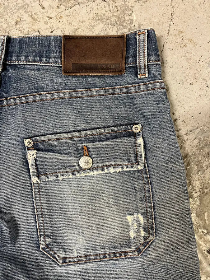 2000s Prada Loose Blue Denim Jeans - Image 11