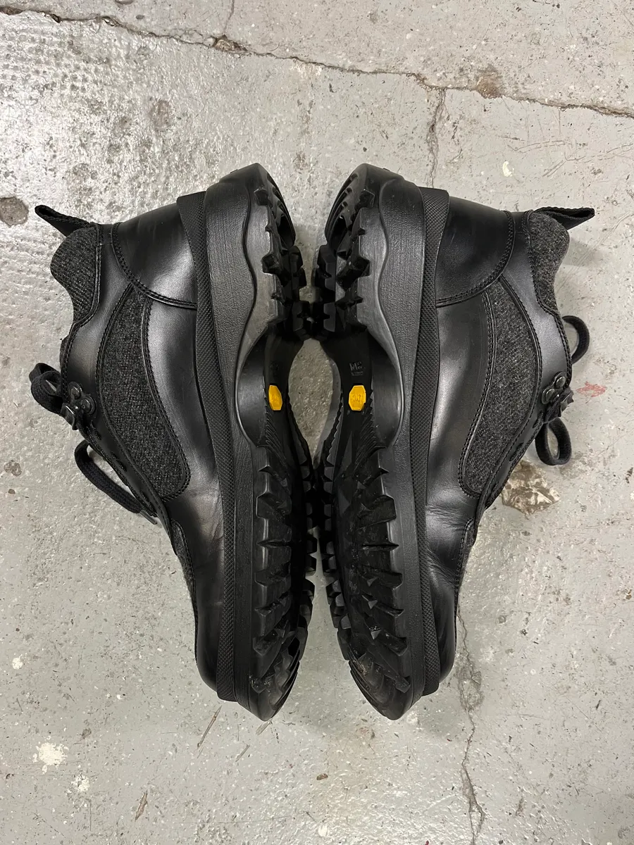 2000s Prada Low Grey Tweed Black Leather Vibram Boots - Image 6