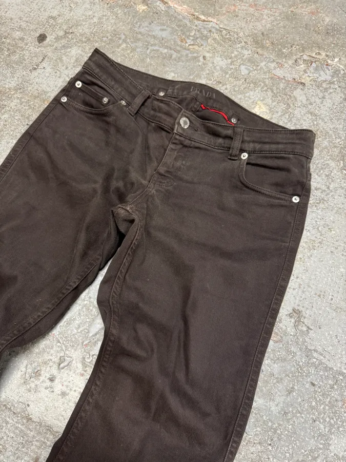 2000s Prada Luna Rossa Brown Pants - Image 2