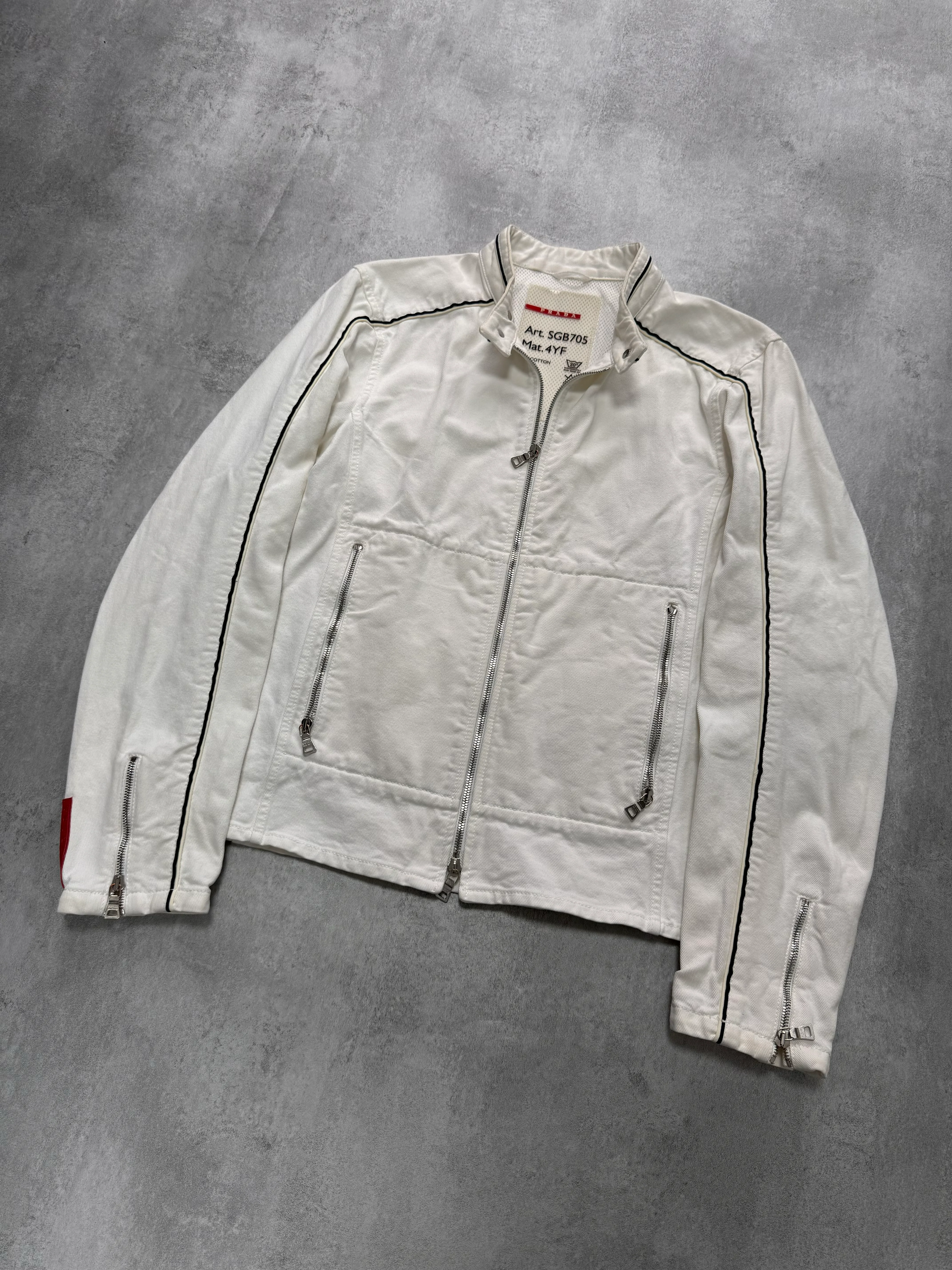 2000s Prada Luna Rossa White Biker Jacket - Image 2