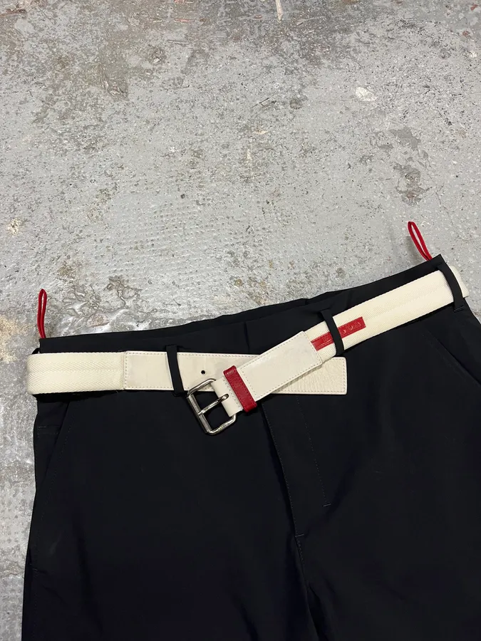 2000s Prada Luna Rossa White Canva Belt