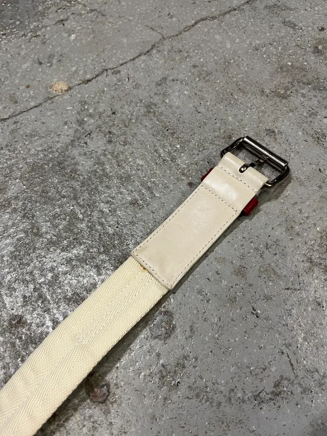 2000s Prada Luna Rossa White Canva Belt - Image 7