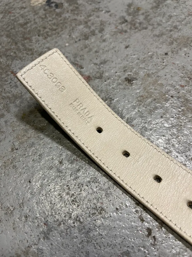 2000s Prada Luna Rossa White Canva Belt - Image 8