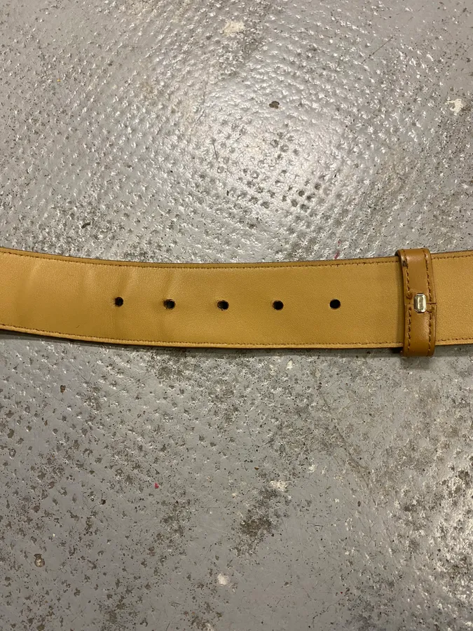 2000s Prada Milano Buckle Yellow Leather Belt - Image 5