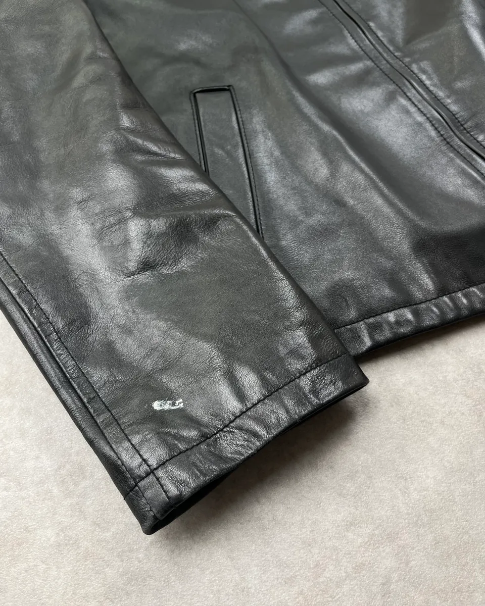 2000s Prada Minimalist Black Leather Jacket - Image 6