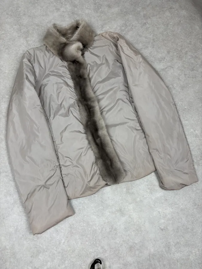 2000s Prada Mink Fur Grey Jacket - Image 4
