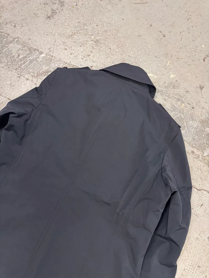 2000s Prada Navy Asymmetrical Naval Buttoned Rain Jacket - Image 9