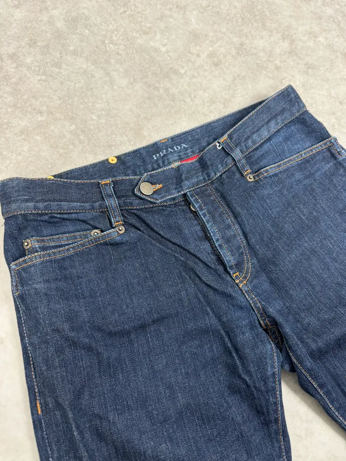 2000s Prada Navy Brut Denim Jeans - Image 5
