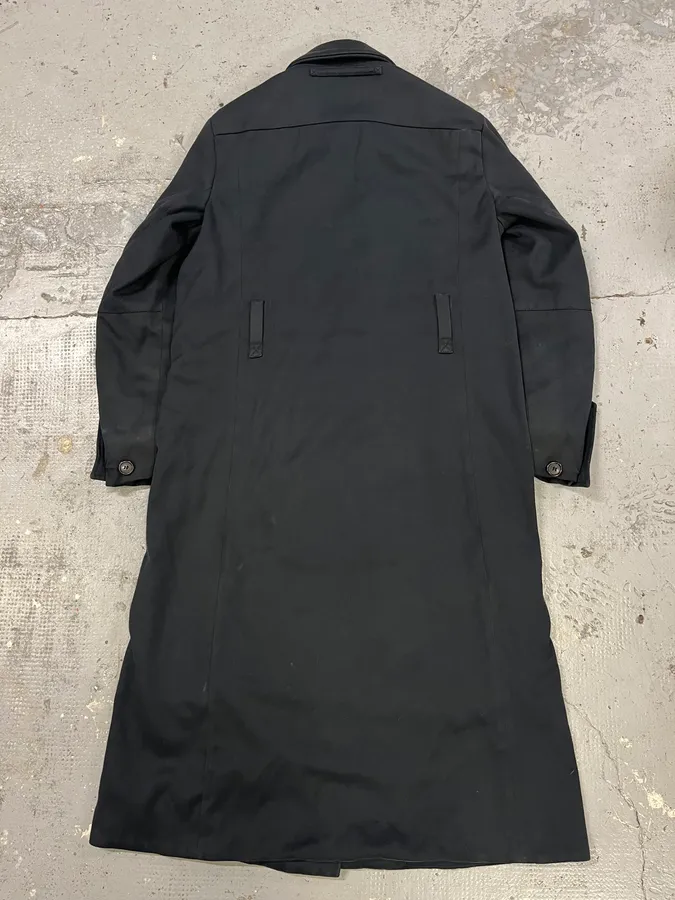 2000s Prada Navy Buttoned Long Trench Coat - Image 2