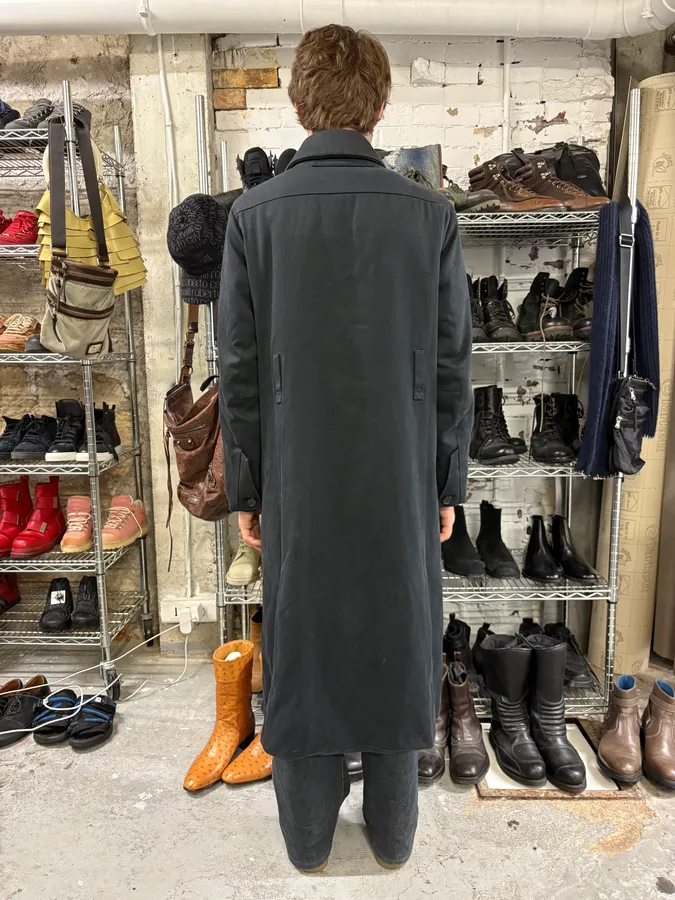 2000s Prada Navy Buttoned Long Trench Coat - Image 4