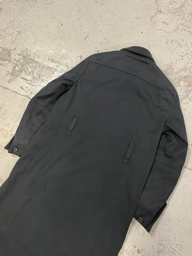 2000s Prada Navy Buttoned Long Trench Coat - Image 8