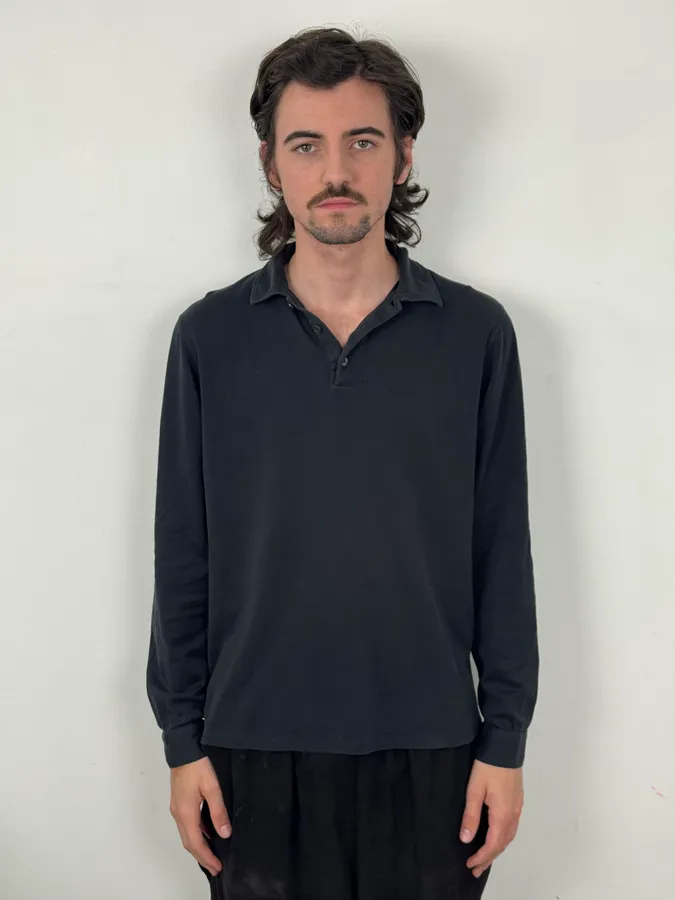 2000s Prada Navy Classic Longsleeve Polo - Image 2