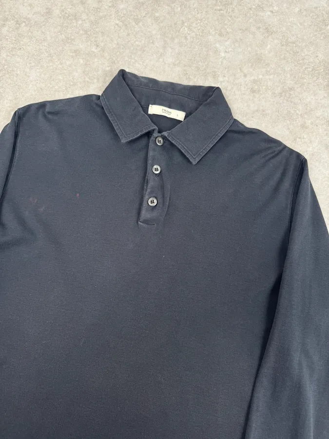 2000s Prada Navy Classic Longsleeve Polo - Image 5
