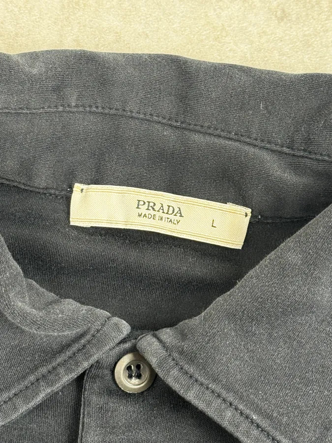 2000s Prada Navy Classic Longsleeve Polo - Image 8