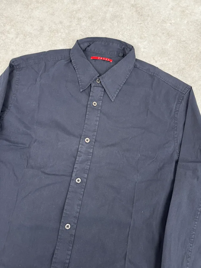 2000s Prada Navy Classic Soft Shirt - Image 5