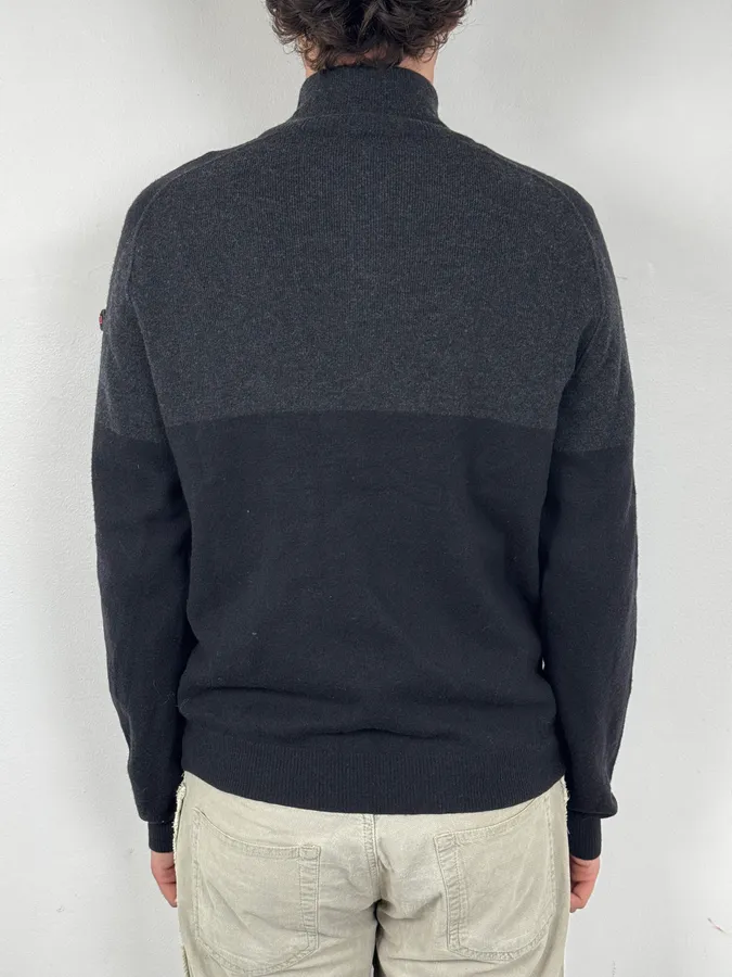 2000s Prada Navy & Grey Cashmere Zip-Up Sweater - Image 3