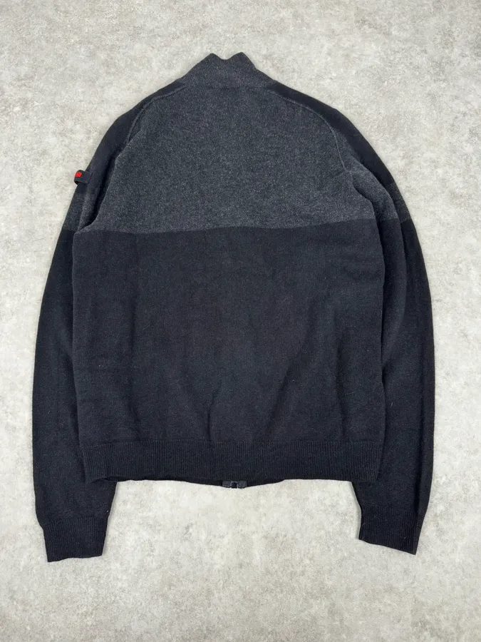 2000s Prada Navy & Grey Cashmere Zip-Up Sweater - Image 4
