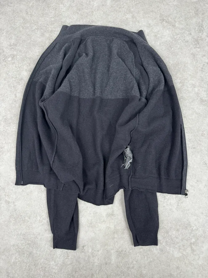 2000s Prada Navy & Grey Cashmere Zip-Up Sweater - Image 8