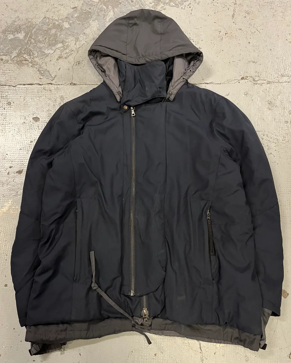 2000s Prada Navy Hooded Nylon Layered Windbreaker Jacket - Image 4