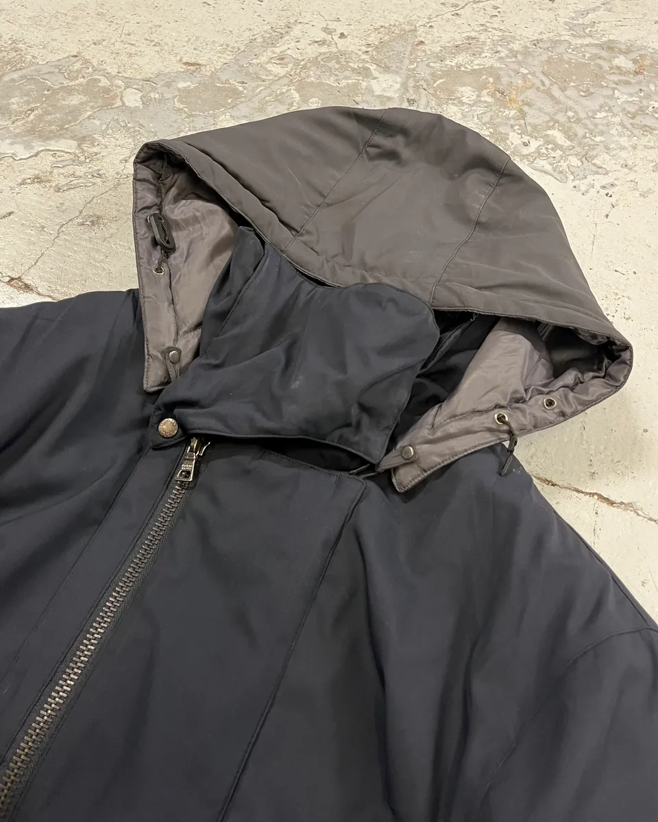 2000s Prada Navy Hooded Nylon Layered Windbreaker Jacket - Image 5