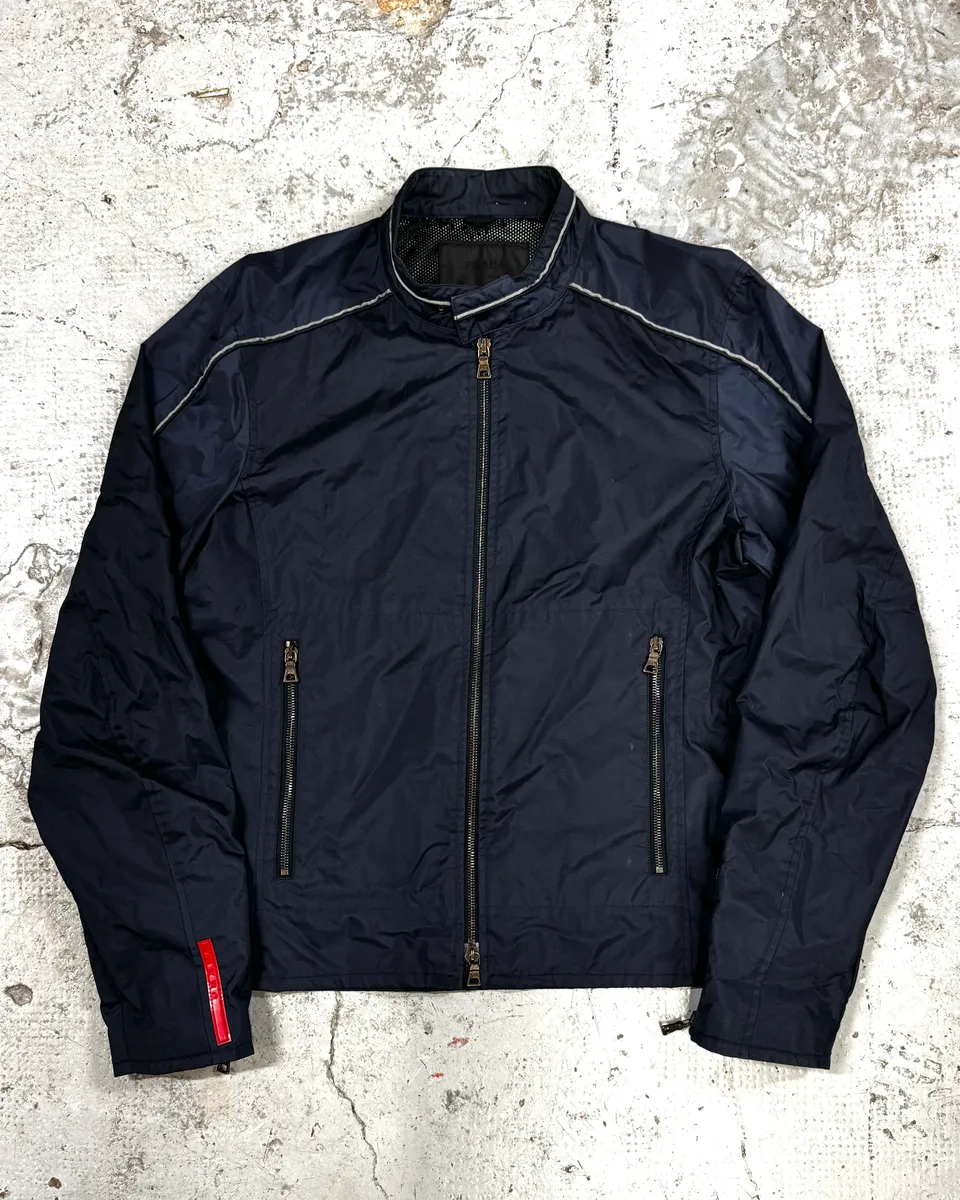 2000s Prada Navy Linea Rossa Nylon Jacket