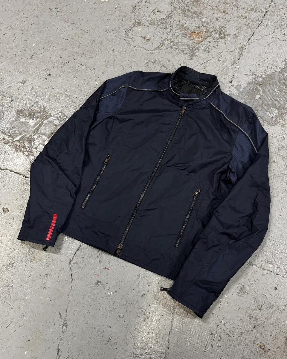 2000s Prada Navy Linea Rossa Nylon Jacket - Image 3