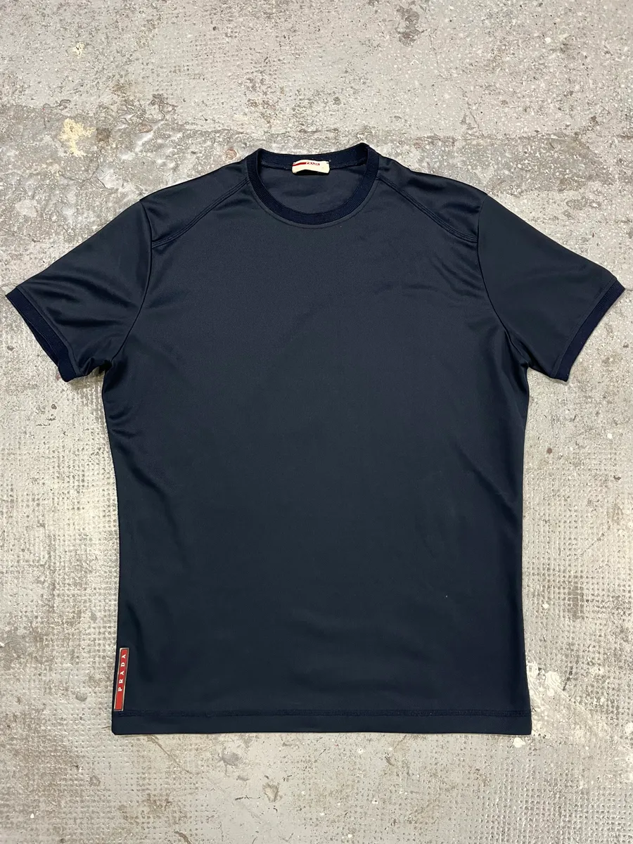 2000s Prada Navy Linea Rossa Sport Tee-Shirt