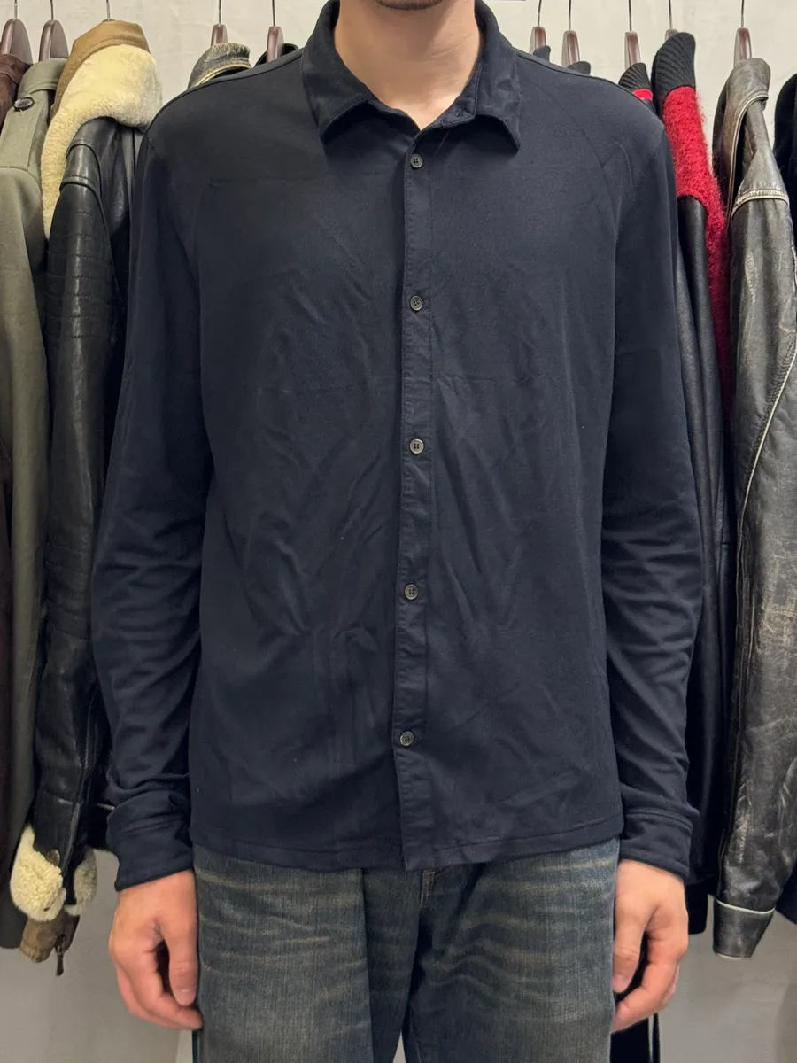 2000s Prada Navy Linea Rossa Stretchy Shirt - Image 2