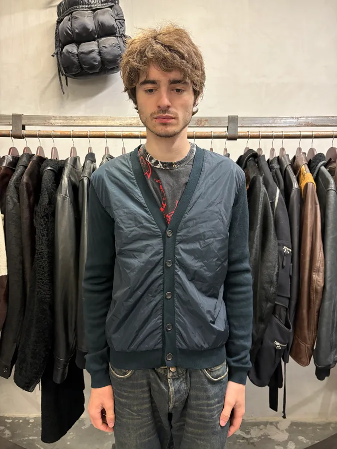 2000s Prada Navy Nylon Cardigan - Image 2