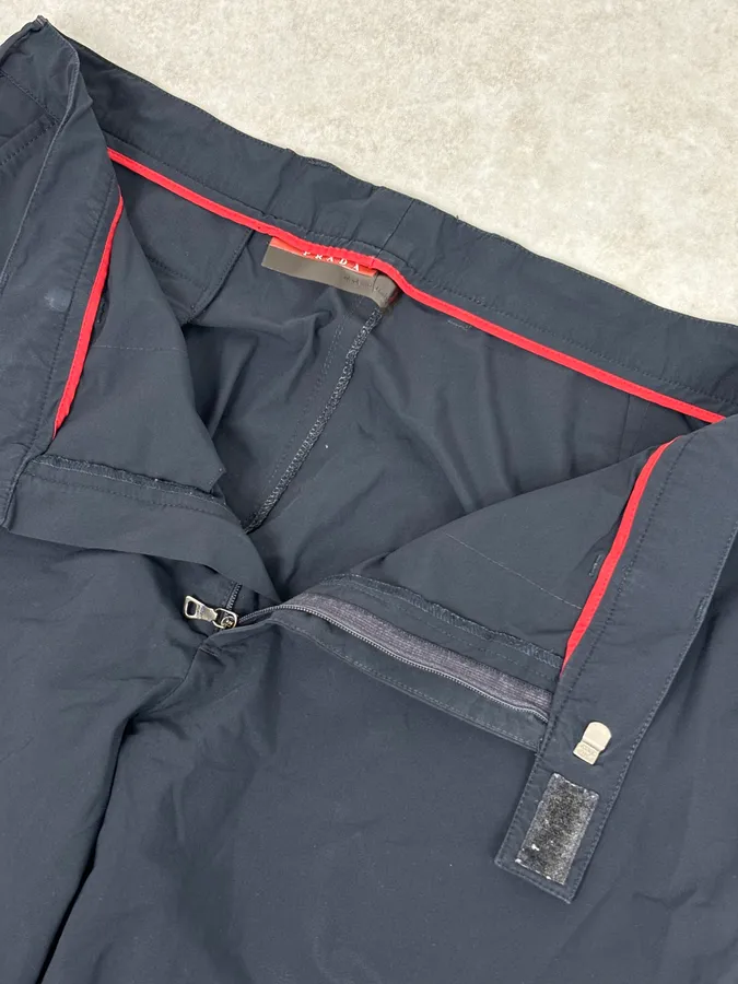 2000s Prada Navy Nylon Contrast Stripe Pants - Image 9