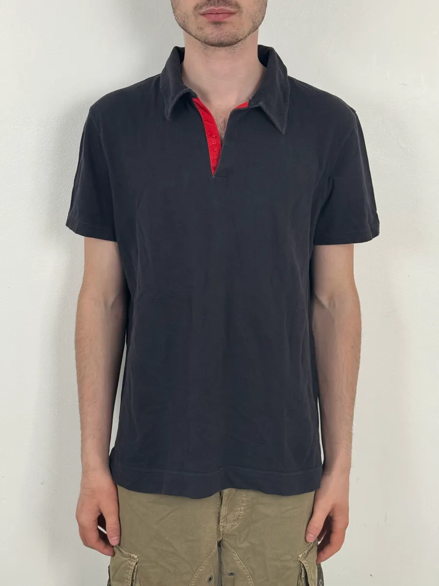 2000s Prada Navy & Red Minimalist Polo
