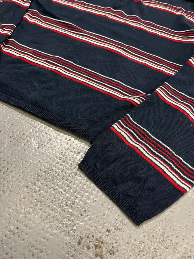 2000s Prada Navy Red & White Striped Polo - Image 6