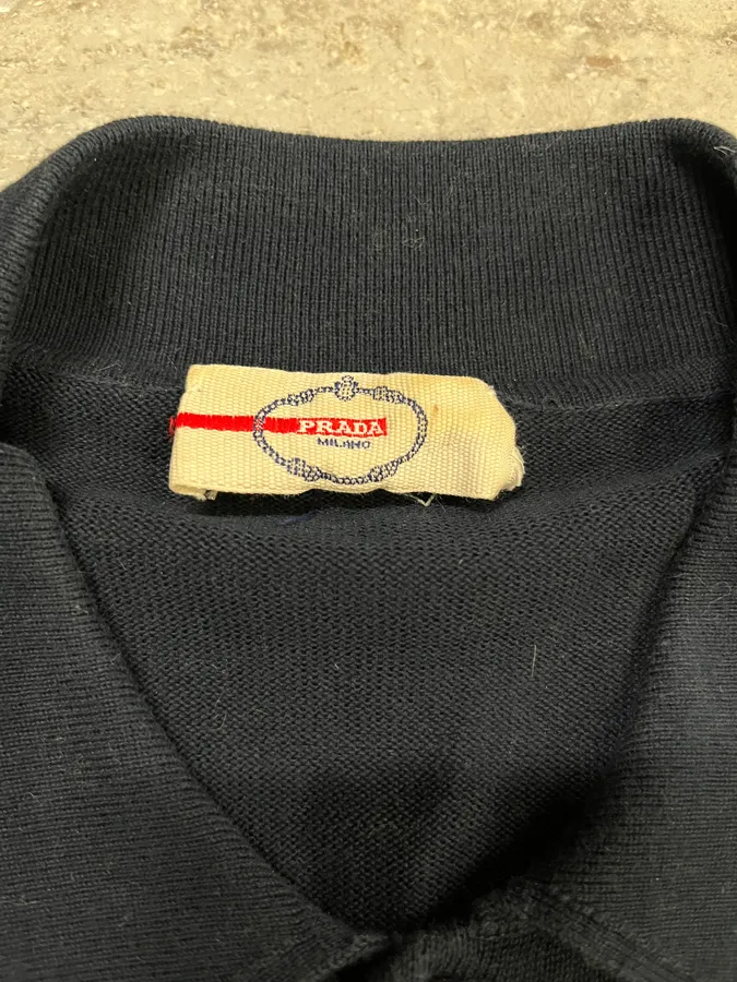 2000s Prada Navy Red & White Striped Polo - Image 8