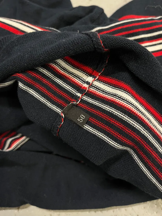 2000s Prada Navy Red & White Striped Polo - Image 9